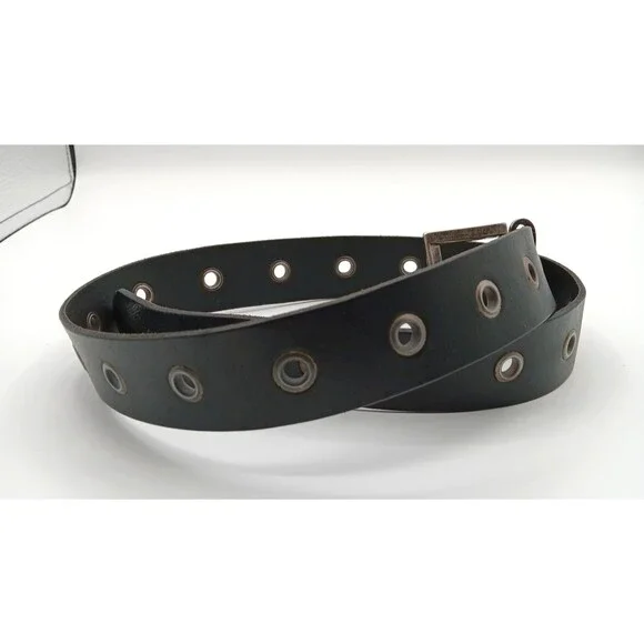 Genuine Leather Belt Women 32 (M) Black Western Cowgirl Boho Eyelets Statement - Picture 4 of 9